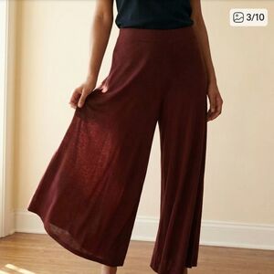 Zara Wide Leg High Waist Brown Plain Knit Pants NWT